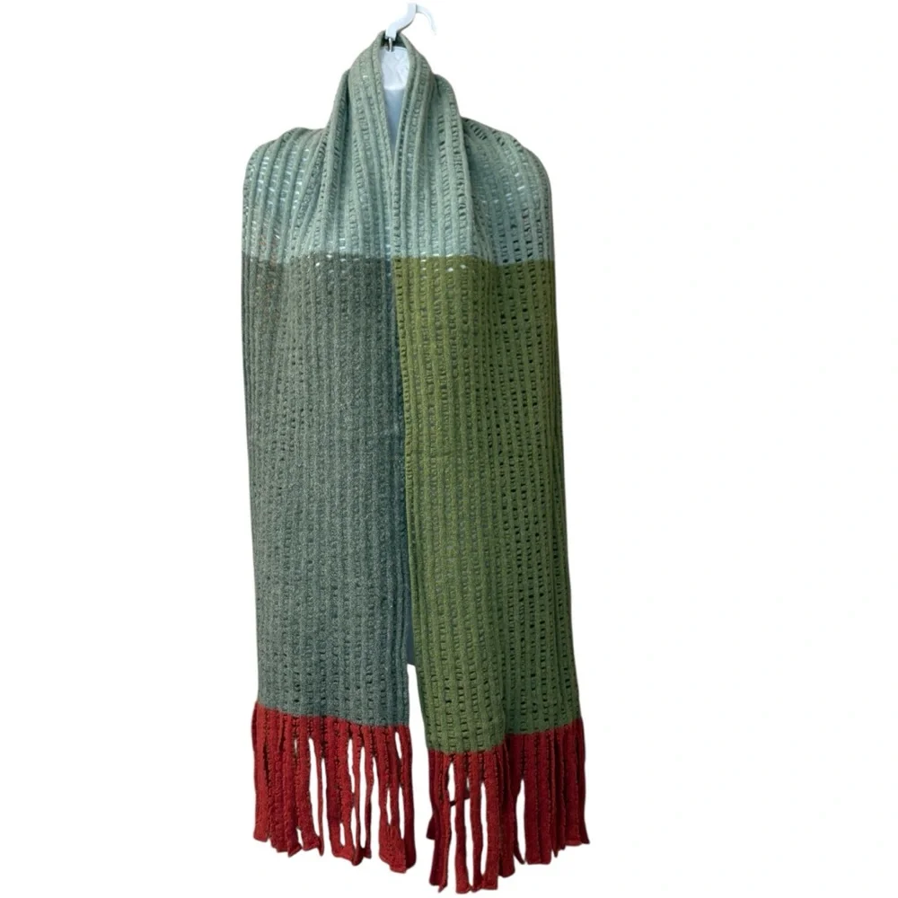 Katie Mawson 100% Wool Long Colorblock Scarf Made in‎ England